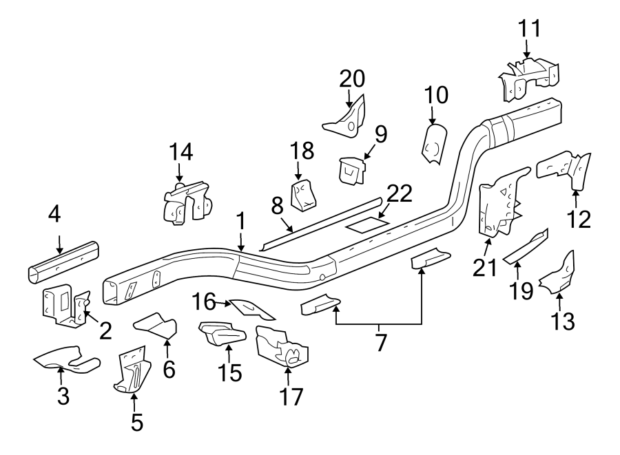 Diagram FRAME & COMPONENTS. for your 2019 GMC Sierra 2500 HD 6.0L Vortec V8 A/T RWD Base Extended Cab Pickup Fleetside 