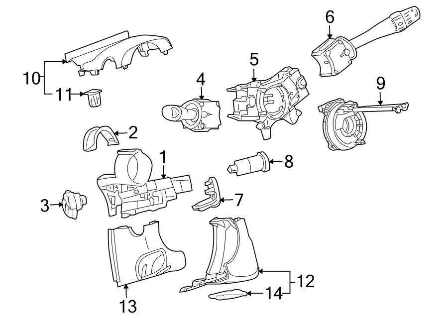 Diagram STEERING COLUMN. SHROUD. SWITCHES & LEVERS. for your 2018 Chevrolet Spark  LS Hatchback 