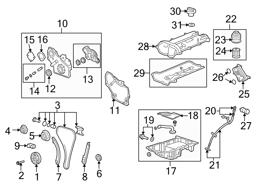 Diagram ENGINE / TRANSAXLE. ENGINE PARTS. for your 2022 Chevrolet Spark 1.4L Ecotec CVT LT Hatchback 