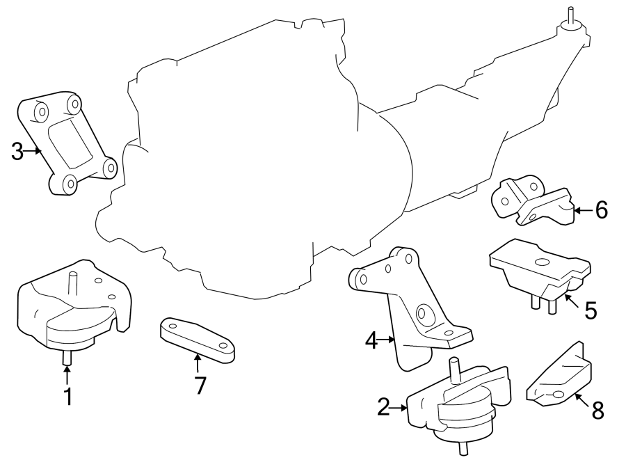 Diagram ENGINE / TRANSAXLE. ENGINE & TRANS MOUNTING. for your 2002 Chevrolet Camaro 5.7L Chevrolet V8 A/T Z28 Coupe 