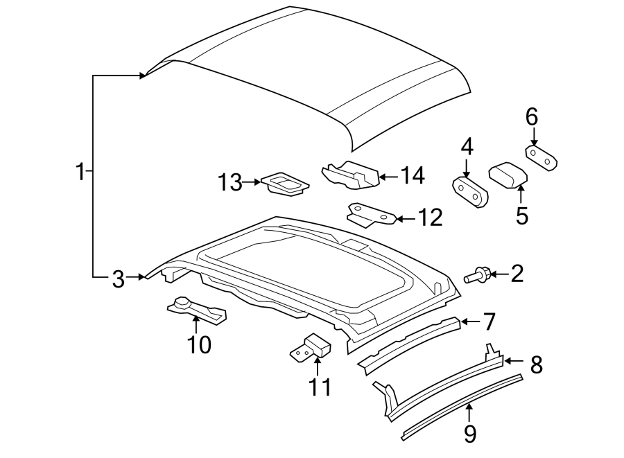 Diagram REMOVABLE TOP. TOP & COMPONENTS. for your 2007 Pontiac Solstice   