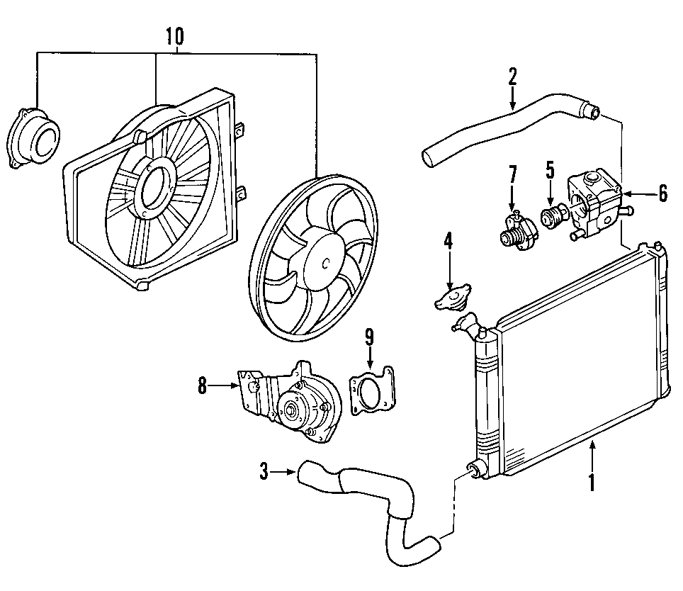 Diagram COOLING SYSTEM. COOLING FAN. RADIATOR. WATER PUMP. for your Ford Focus  