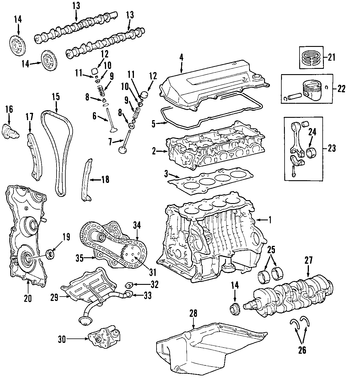 Diagram CAMSHAFT & TIMING. CRANKSHAFT & BEARINGS. CYLINDER HEAD & VALVES. LUBRICATION. MOUNTS. for your 2015 Lincoln MKZ Black Label Sedan 2.0L EcoBoost A/T FWD 