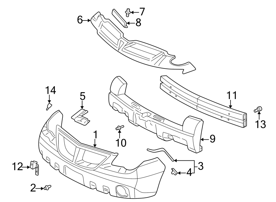 Diagram FRONT BUMPER. BUMPER & COMPONENTS. EXTERIOR TRIM. for your 2020 Chevrolet Spark 1.4L Ecotec M/T LT Hatchback 