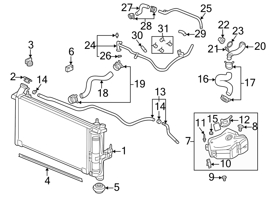 Diagram RADIATOR & COMPONENTS. for your 2020 GMC Sierra 2500 HD   