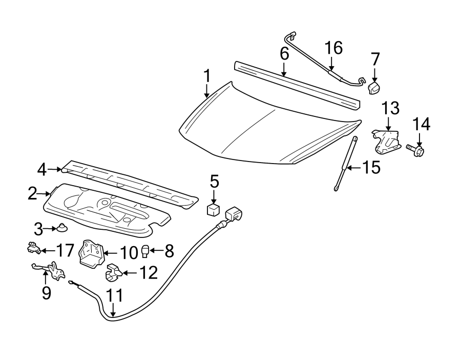 Diagram HOOD & COMPONENTS. for your 2007 GMC Sierra 1500 Classic SLE Standard Cab Pickup  