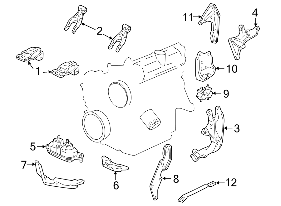 Diagram ENGINE / TRANSAXLE. ENGINE & TRANS MOUNTING. for your 2011 GMC Sierra 2500 HD 6.0L Vortec V8 FLEX A/T 4WD SLT Crew Cab Pickup 