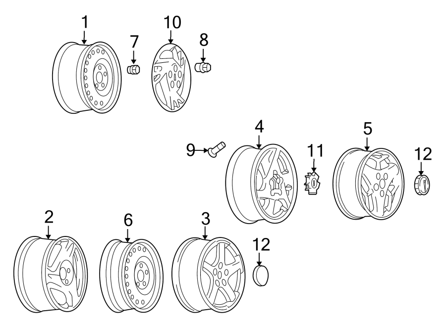 Diagram WHEELS. COVERS & TRIM. for your 2005 Chevrolet Classic   