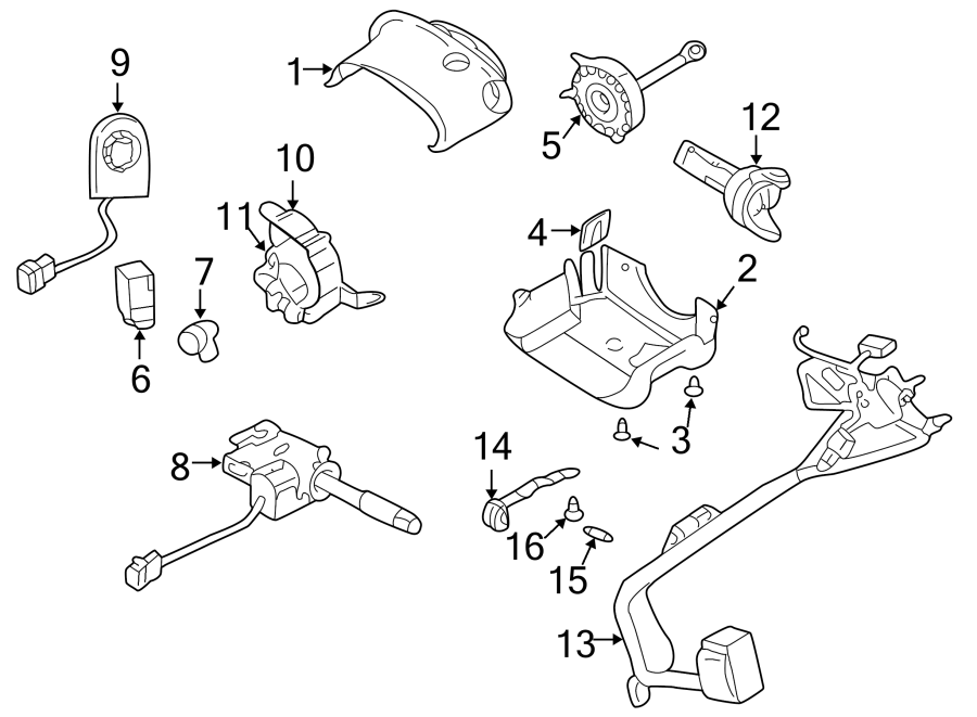 Diagram STEERING COLUMN. SHROUD. SWITCHES & LEVERS. for your 2005 Chevrolet Monte Carlo   