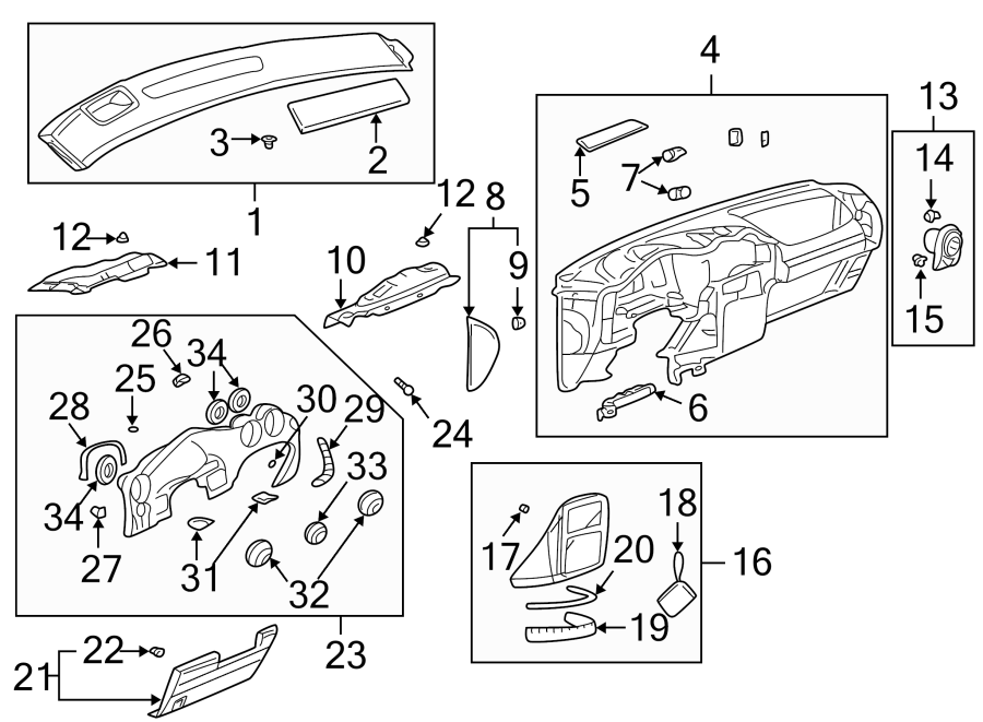 Diagram INSTRUMENT PANEL. for your 2018 Chevrolet Silverado   