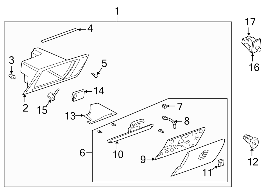 15Instrument panel. Glove box.https://images.simplepart.com/images/parts/motor/fullsize/FJ01290.png