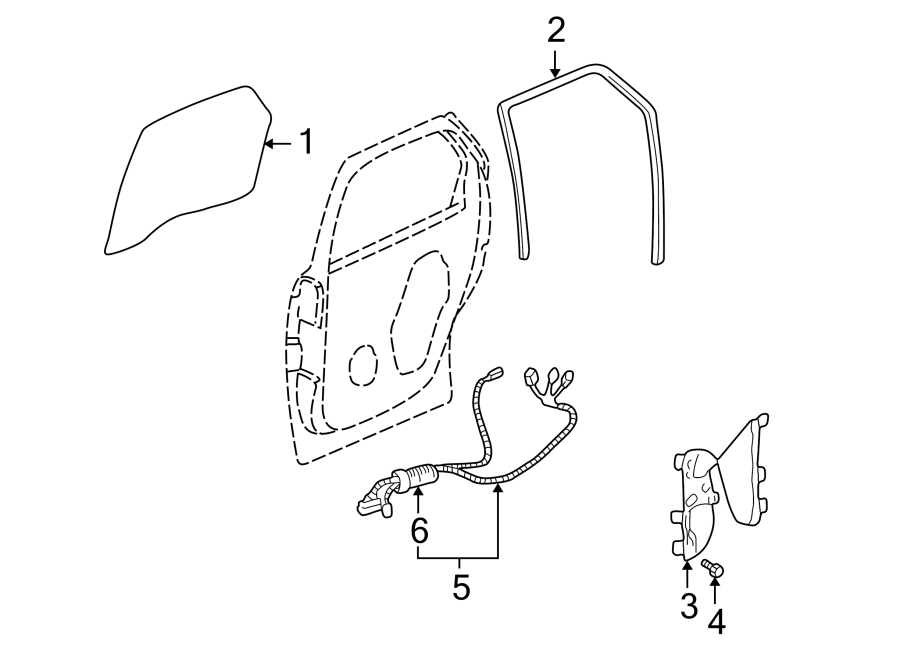 Diagram REAR DOOR. GLASS & HARDWARE. for your 2015 Chevrolet Spark  LS Hatchback 