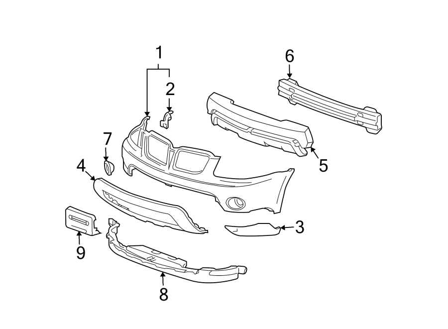 1FRONT BUMPER. BUMPER & COMPONENTS.https://images.simplepart.com/images/parts/motor/fullsize/FJ06010.png