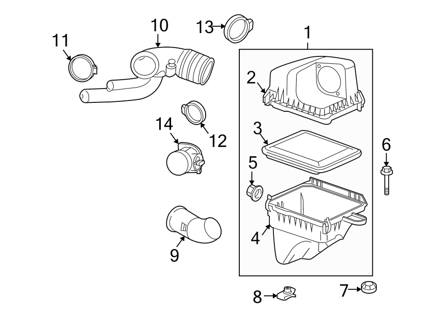 Diagram ENGINE / TRANSAXLE. AIR INTAKE. for your 2016 Chevrolet Spark 1.4L Ecotec M/T LT Hatchback 