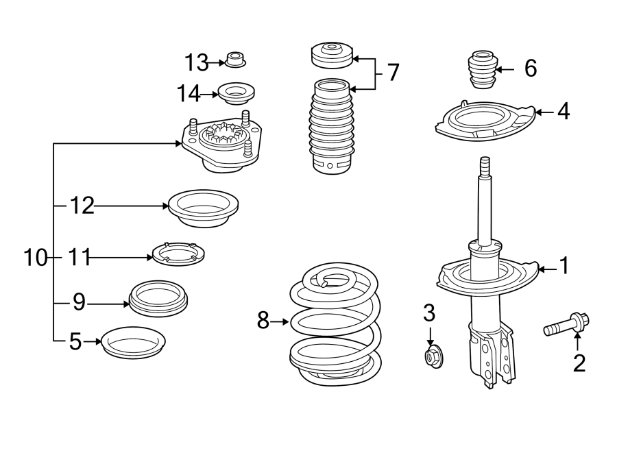 Diagram FRONT SUSPENSION. STRUTS & COMPONENTS. for your 2015 GMC Sierra 2500 HD 6.0L Vortec V8 A/T 4WD Base Crew Cab Pickup Fleetside 