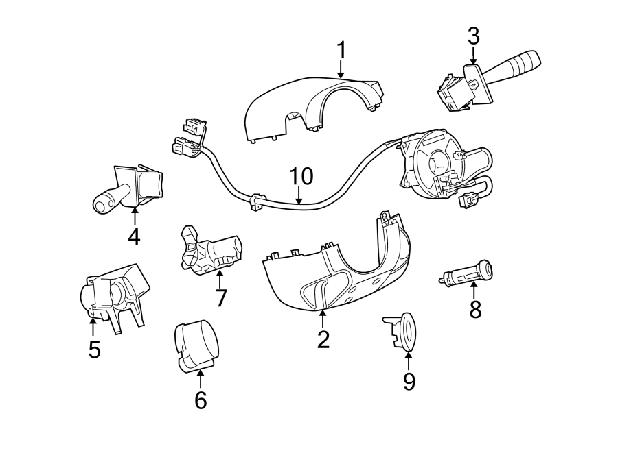 Diagram STEERING COLUMN. SHROUD. SWITCHES & LEVERS. for your 2005 Chevrolet Silverado 1500 Z71 Off-Road Standard Cab Pickup Stepside  