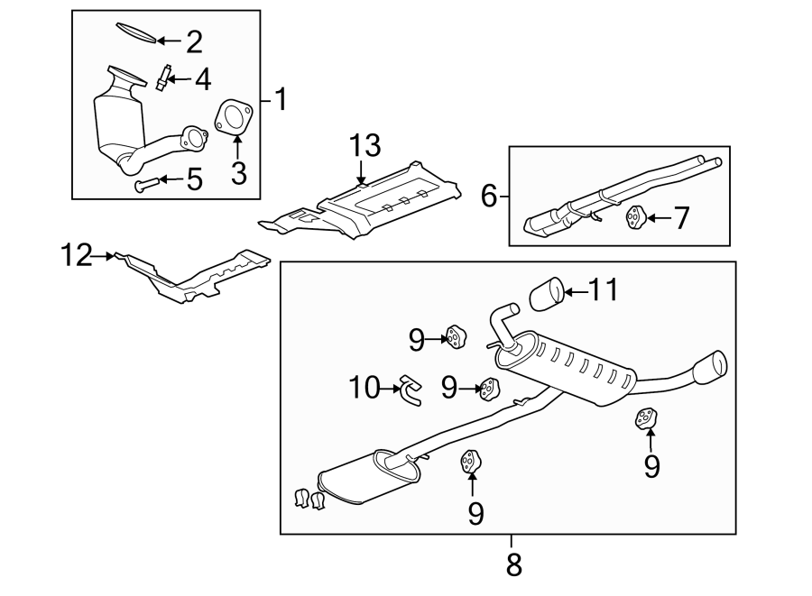 Diagram EXHAUST SYSTEM. EXHAUST COMPONENTS. for your 1992 Chevrolet K3500  Scottsdale Extended Cab Pickup Fleetside 6.5L V8 DIESEL A/T 