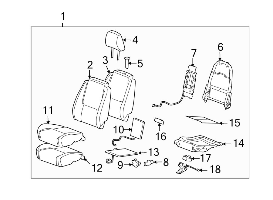 Diagram SEATS & TRACKS. FRONT SEAT COMPONENTS. for your 2005 Chevrolet Express 2500   