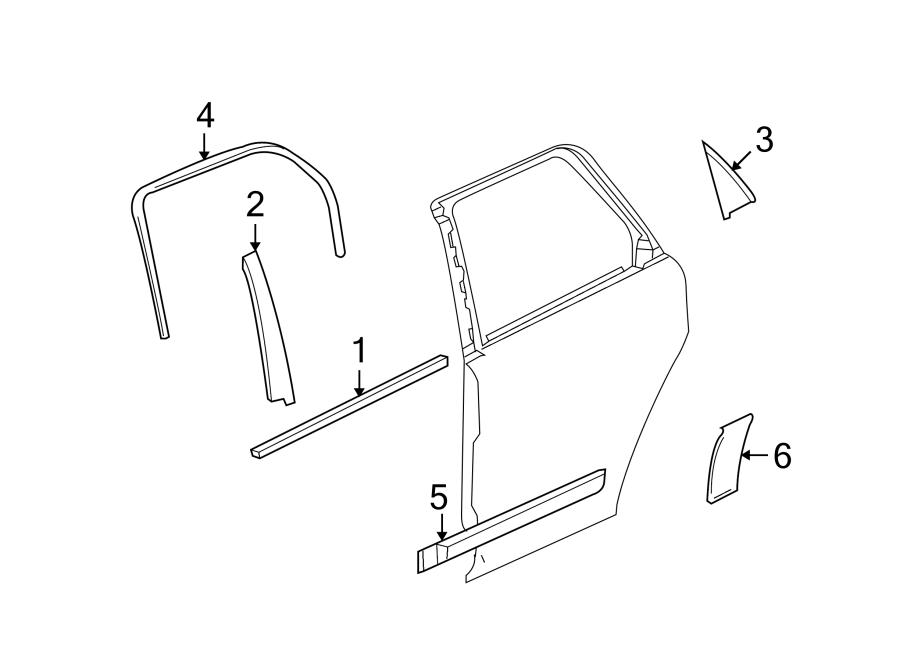 Diagram REAR DOOR. EXTERIOR TRIM. for your 2013 Chevrolet Corvette   