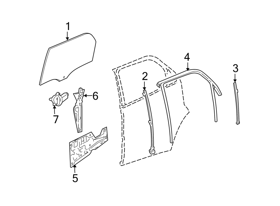 Diagram REAR DOOR. GLASS & HARDWARE. for your 2014 Chevrolet Spark 1.2L Ecotec M/T LT Hatchback 