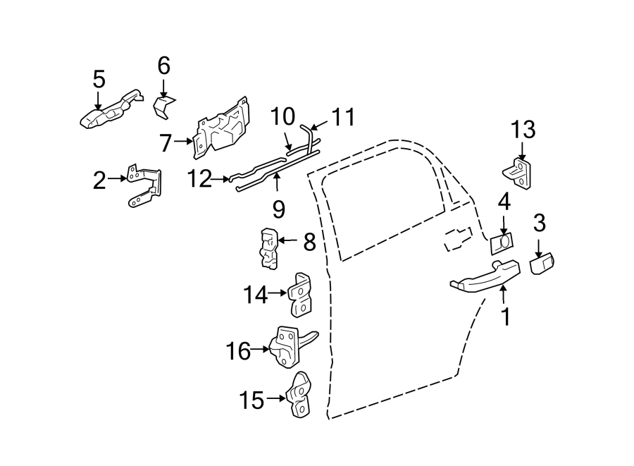 Diagram REAR DOOR. LOCK & HARDWARE. for your 2008 Saturn Astra   