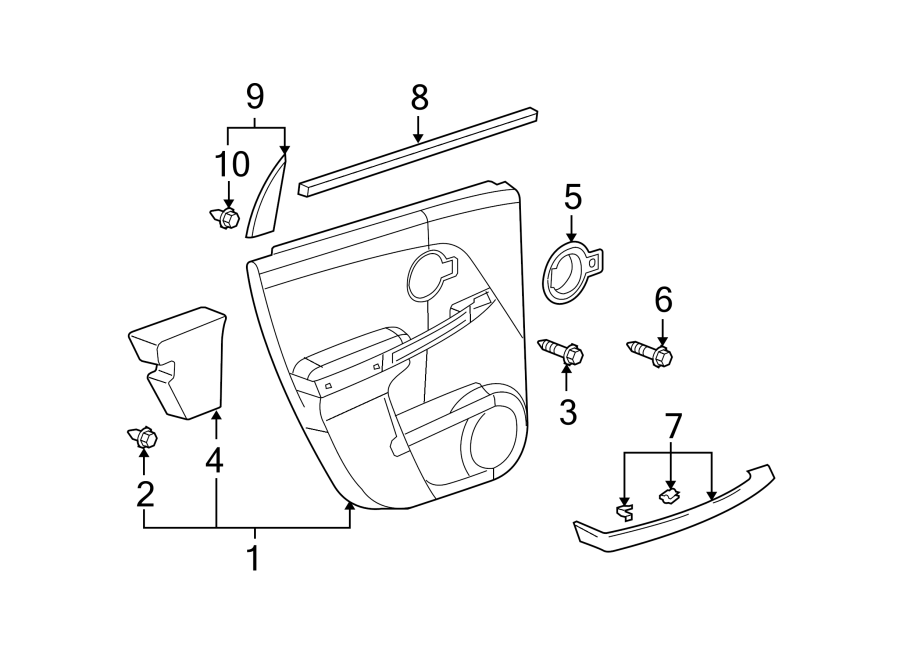 Diagram REAR DOOR. INTERIOR TRIM. for your Chevrolet Spark  