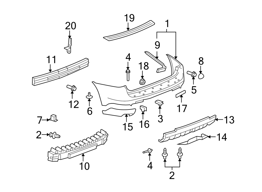 Diagram REAR BUMPER. BUMPER & COMPONENTS. for your 2011 Chevrolet Express 2500   