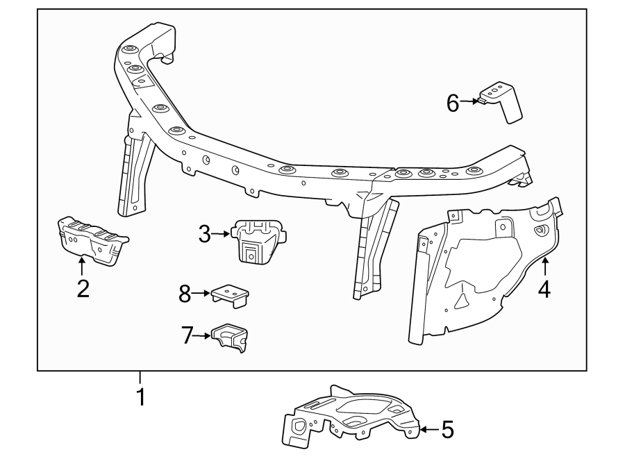 Diagram RADIATOR SUPPORT. for your 2021 Chevrolet Camaro ZL1 Coupe 6.2L V8 M/T 