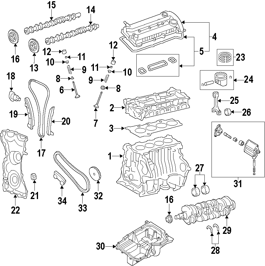 Diagram CAMSHAFT & TIMING. CRANKSHAFT & BEARINGS. CYLINDER HEAD & VALVES. LUBRICATION. MOUNTS. PISTONS. RINGS & BEARINGS. for your Lincoln MKX  