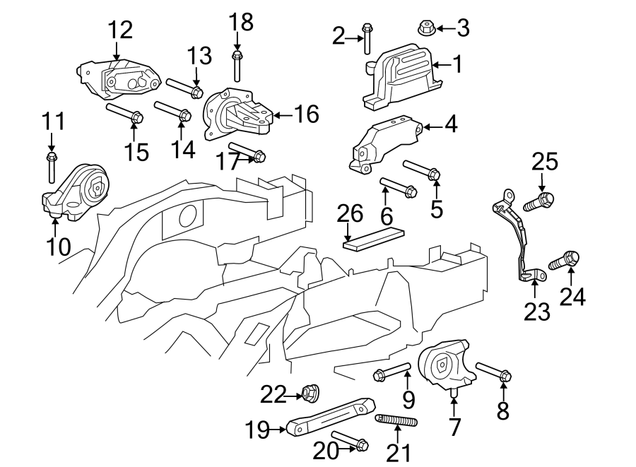 Diagram ENGINE / TRANSAXLE. ENGINE MOUNTING. for your 2021 Chevrolet Equinox  L Sport Utility 