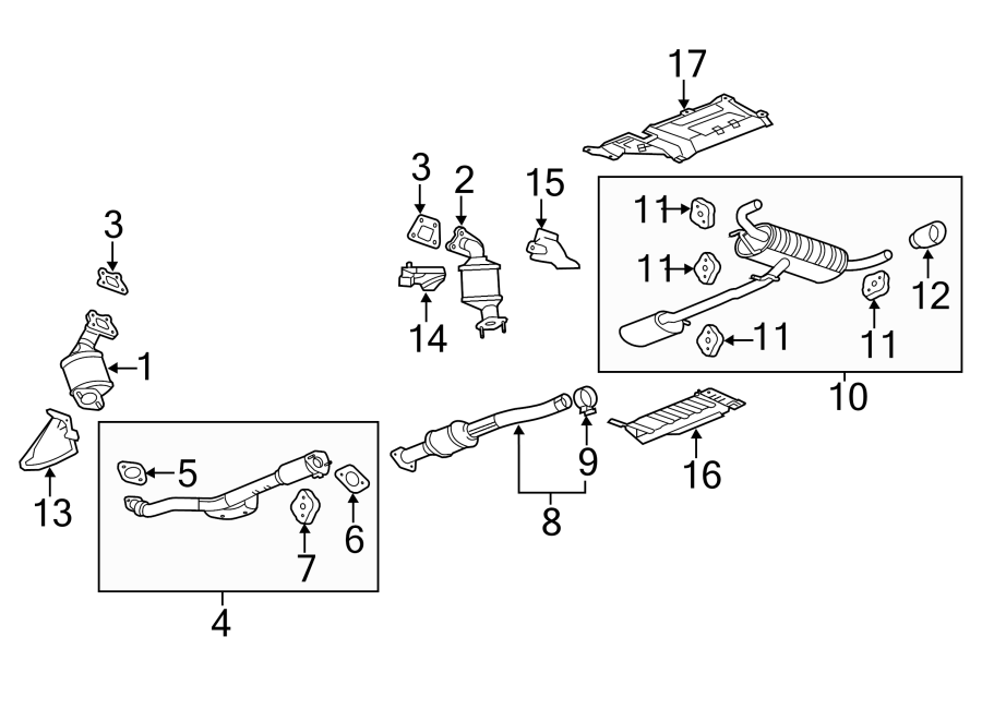 Diagram EXHAUST SYSTEM. EXHAUST COMPONENTS. for your 2005 Chevrolet Classic   