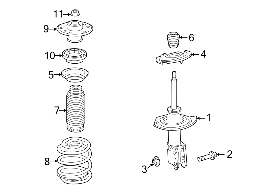 Diagram FRONT SUSPENSION. STRUTS & COMPONENTS. for your 2022 Chevrolet Equinox 1.5L Ecotec A/T FWD RS Sport Utility 