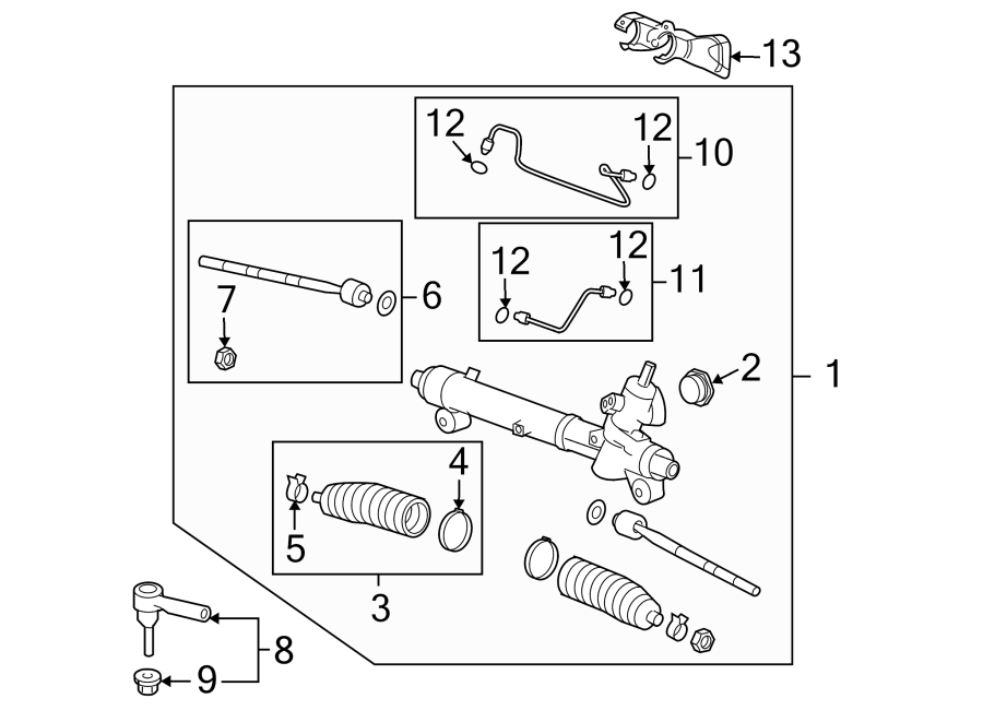 Diagram STEERING GEAR & LINKAGE. for your 2009 GMC Sierra 2500 HD 6.6L Duramax V8 DIESEL A/T 4WD SLE Crew Cab Pickup Fleetside 