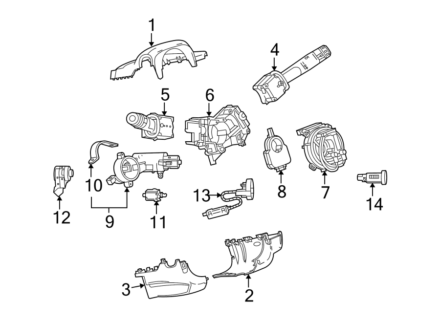 Diagram STEERING COLUMN. SHROUD. SWITCHES & LEVERS. for your 2005 Chevrolet Silverado 1500 Z71 Off-Road Standard Cab Pickup Stepside  