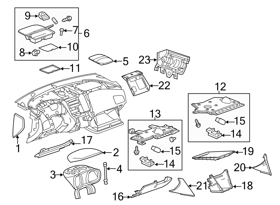 Diagram INSTRUMENT PANEL COMPONENTS. for your 2018 Chevrolet Silverado 2500 HD LT Standard Cab Pickup  