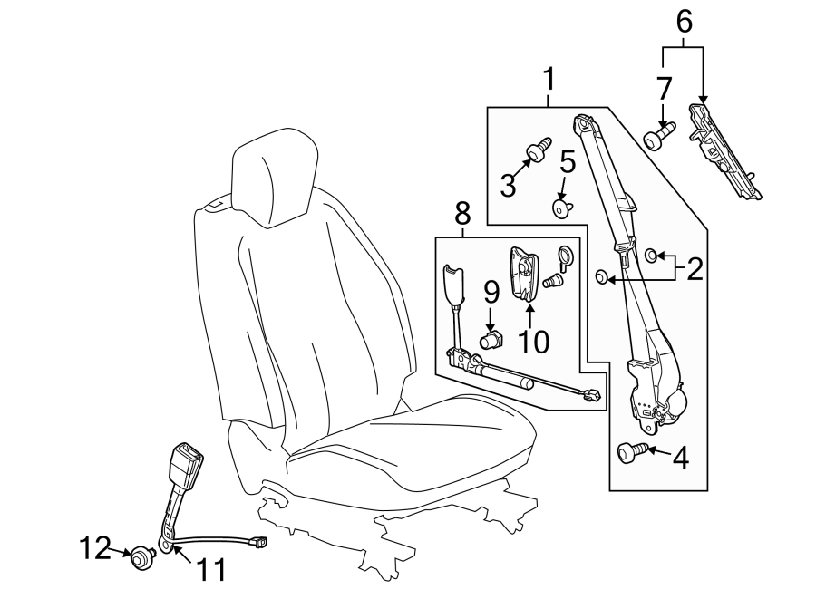 Restraint systems. Front seat belts. Diagram