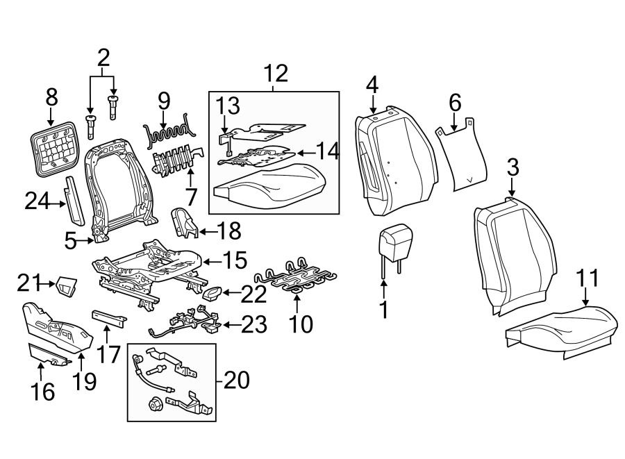 Diagram SEATS & TRACKS. PASSENGER SEAT COMPONENTS. for your 2007 GMC Sierra 2500 HD 6.0L Vortec V8 A/T 4WD SLE Standard Cab Pickup 