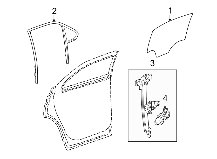 Diagram REAR DOOR. GLASS & HARDWARE. for your 2014 Chevrolet Spark 1.2L Ecotec CVT LS Hatchback 