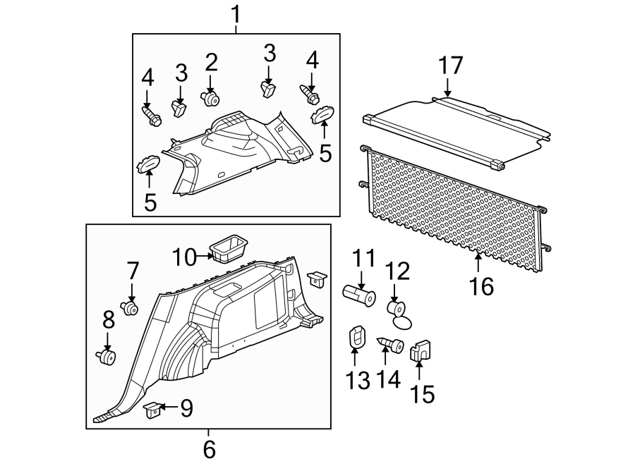 Diagram QUARTER PANEL. INTERIOR TRIM. for your 2005 Chevrolet Impala   