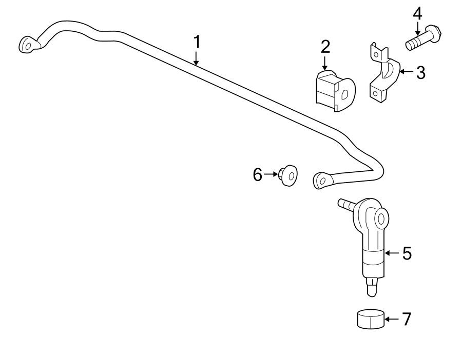 REAR SUSPENSION. STABILIZER BAR & COMPONENTS.