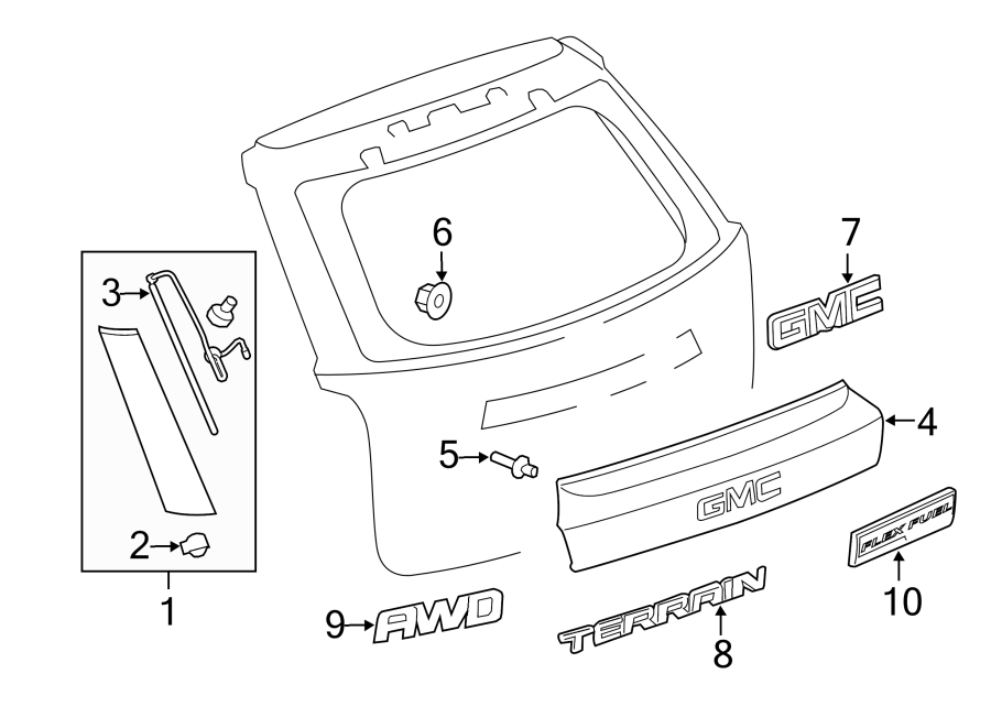 Diagram EXTERIOR TRIM. for your GMC Terrain  