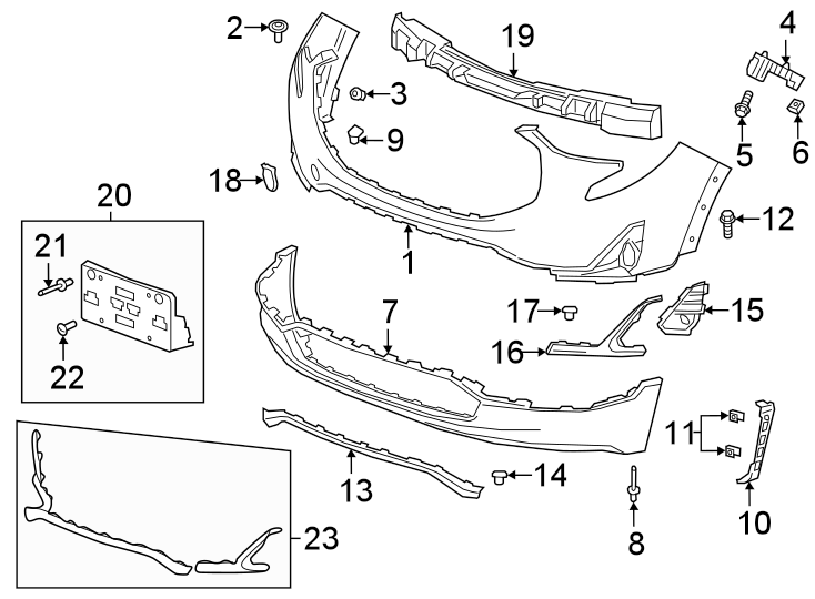 1FRONT BUMPER & GRILLE. BUMPER & COMPONENTS.https://images.simplepart.com/images/parts/motor/fullsize/FJ18010.png