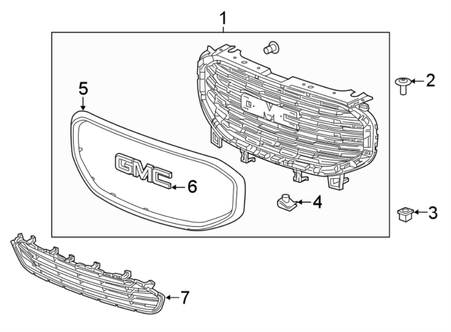 7FRONT BUMPER & GRILLE. GRILLE & COMPONENTS.https://images.simplepart.com/images/parts/motor/fullsize/FJ18030.png