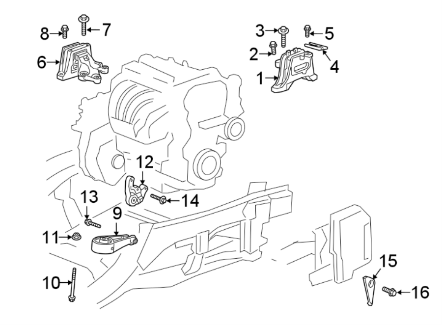 Diagram ENGINE / TRANSAXLE. ENGINE & TRANS MOUNTING. for your 2018 GMC Sierra 2500 HD 6.6L Duramax V8 DIESEL A/T 4WD Base Extended Cab Pickup Fleetside 