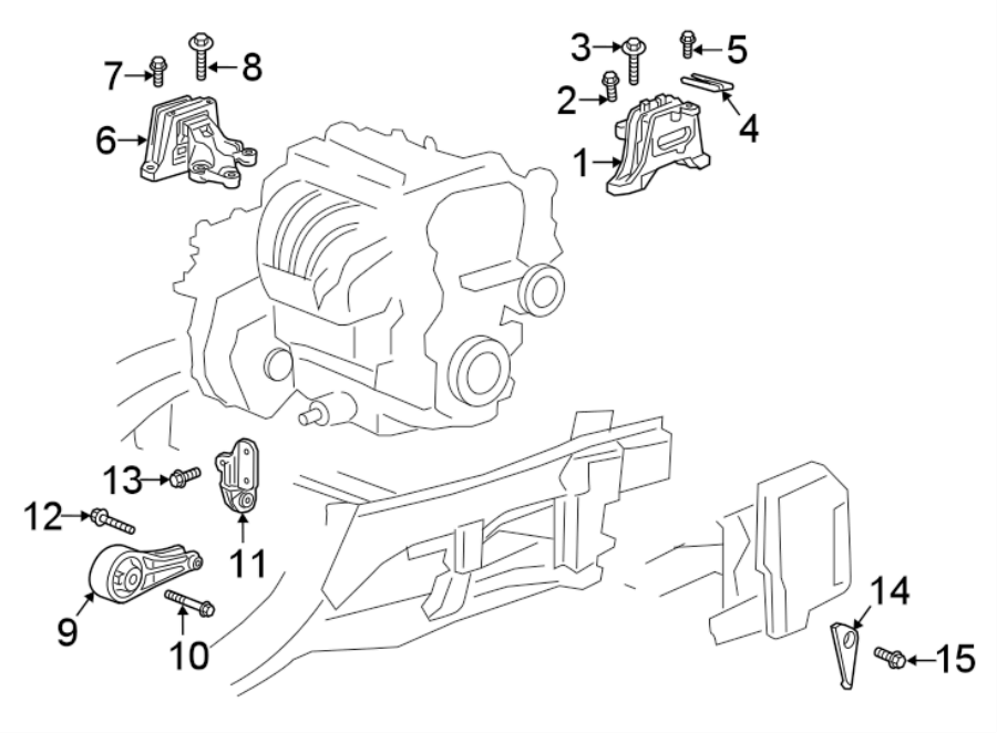 Diagram ENGINE / TRANSAXLE. ENGINE & TRANS MOUNTING. for your 2018 GMC Sierra 2500 HD 6.6L Duramax V8 DIESEL A/T 4WD Base Extended Cab Pickup Fleetside 