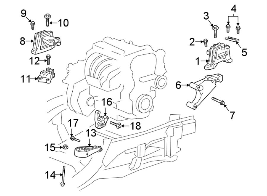 Diagram ENGINE / TRANSAXLE. ENGINE MOUNTING. for your 2005 Chevrolet Avalanche 1500 Z71 Crew Cab Pickup Fleetside  