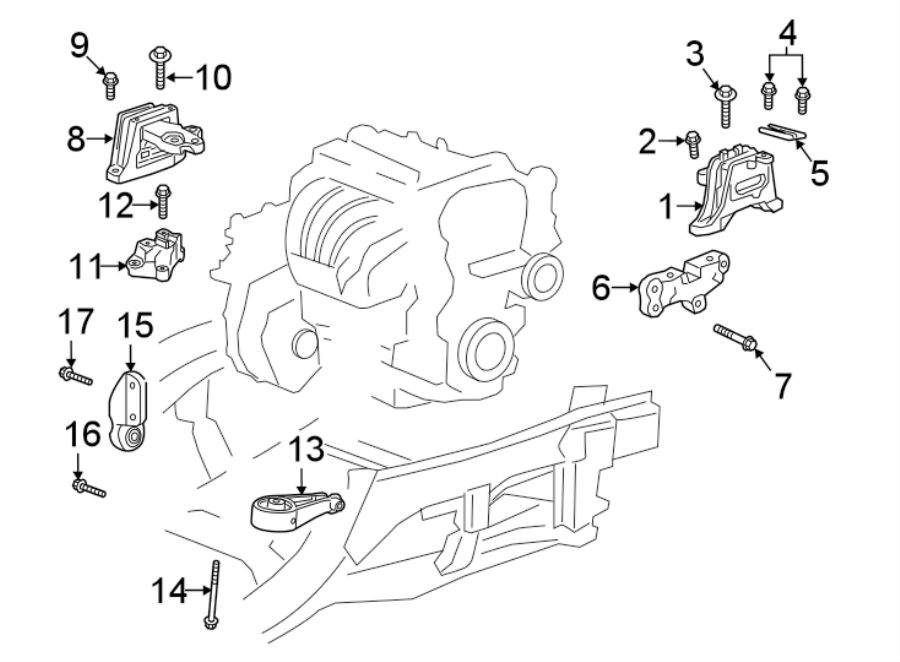 Diagram Engine / transaxle. Windshield. Engine mounting. for your 2011 GMC Sierra 2500 HD 6.6L Duramax V8 DIESEL A/T RWD SLE Standard Cab Pickup 