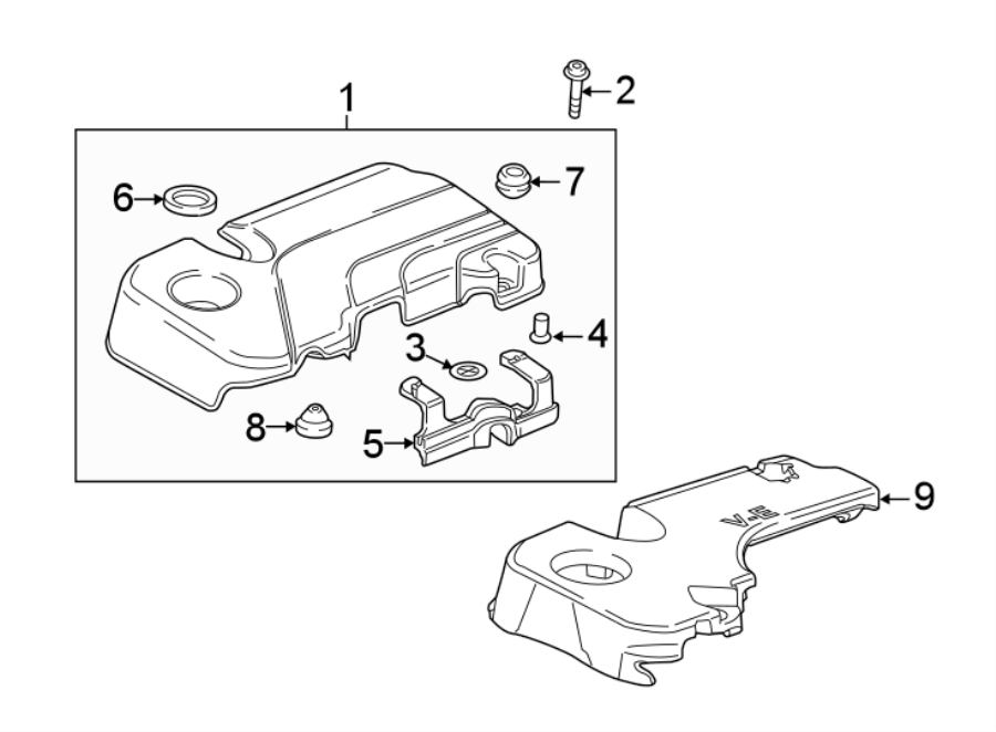 Diagram ENGINE / TRANSAXLE. ENGINE APPEARANCE COVER. for your GMC