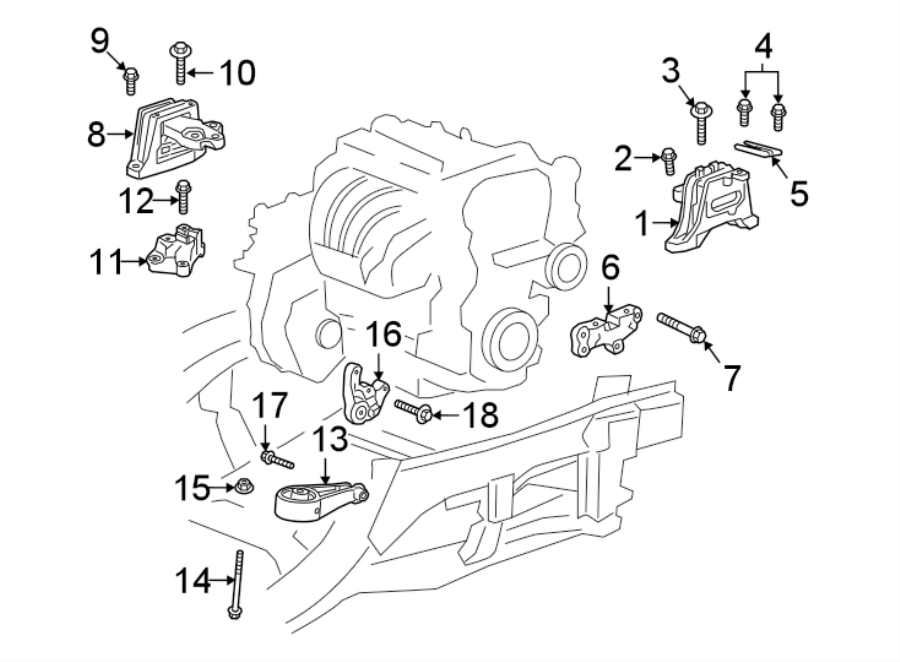 Diagram ENGINE / TRANSAXLE. ENGINE MOUNTING. for your 2012 GMC Sierra 2500 HD 6.6L Duramax V8 DIESEL A/T 4WD WT Standard Cab Pickup 