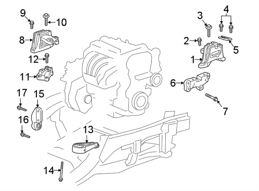 Diagram ENGINE / TRANSAXLE. ENGINE MOUNTING. for your 2019 GMC Sierra 2500 HD  Denali Crew Cab Pickup Fleetside 